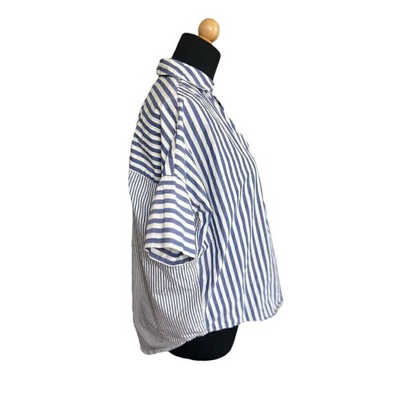 MADEWELL Courier Button-Back Shirt in Stripe Mix XS - Picture 7 of 11